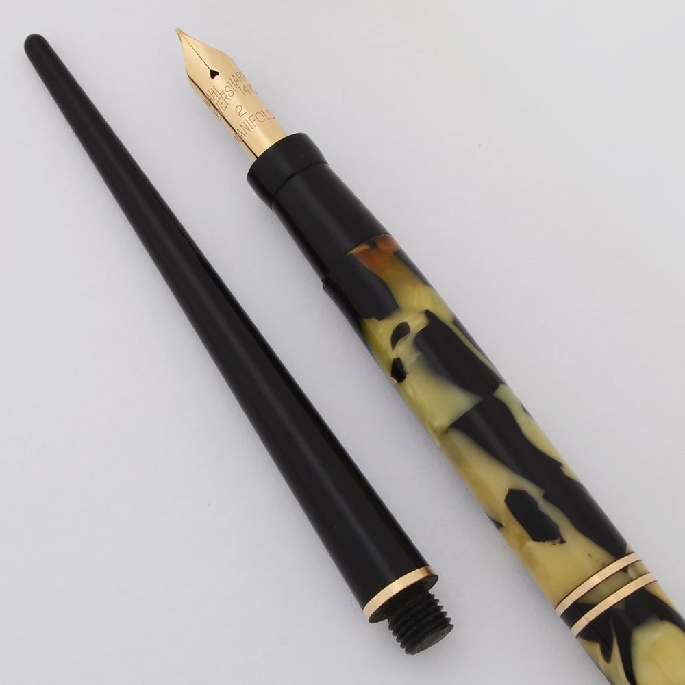 Wahl Eversharp Desk Pen & Base - Black & Pearl Pen, Black & Silver
